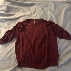 Express Burgundy Blouse with Puff Sleeves size XL